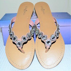 Tallulah Blu Electron Pink Thong Sandals Sz 6 NIB